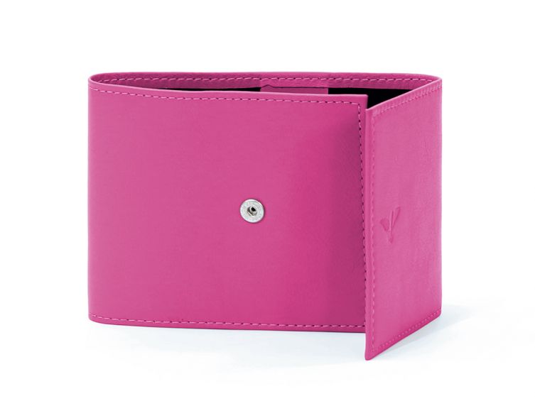 Porte-chéquier compact en cuir - fuchsia - 720