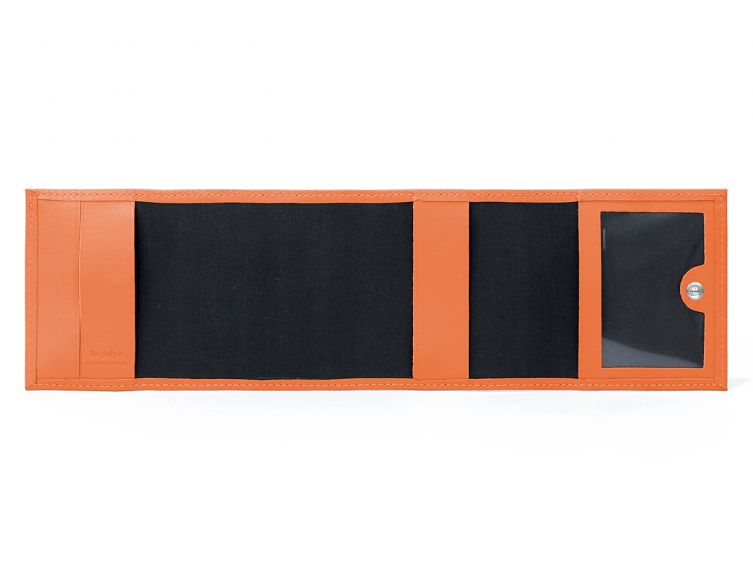 Porte-chéquier compact en cuir - orange - 720