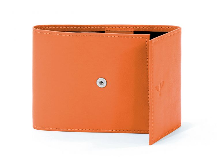 Porte-chéquier compact en cuir - orange - 720