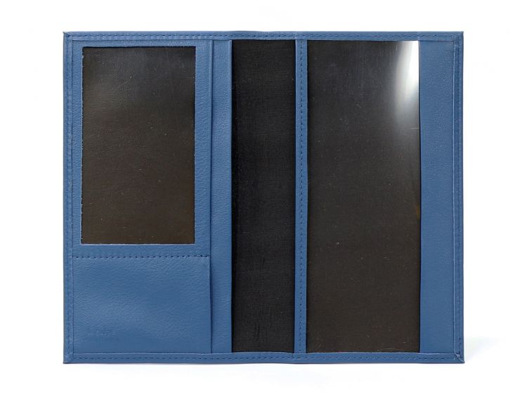 Porte-chéquier en cuir - bleu de prusse - 419