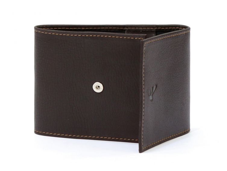 Porte-chéquier compact en cuir - marron - 720