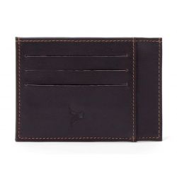 Porte-cartes compact en cuir marron - 575