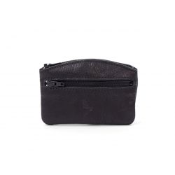 Porte-monnaie fermeture zippée cuir noir - 204