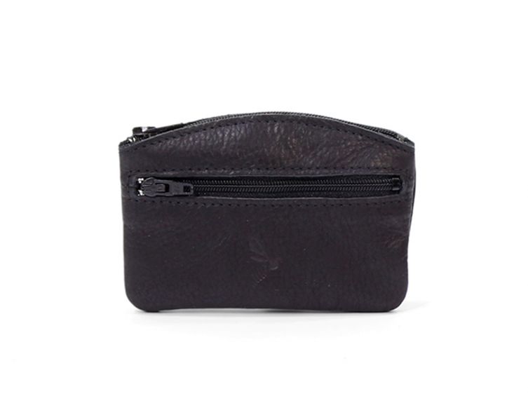 Porte-monnaie fermeture zippée cuir noir - 204