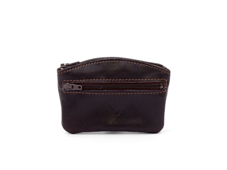 Porte-monnaie fermeture zippée cuir marron - 204