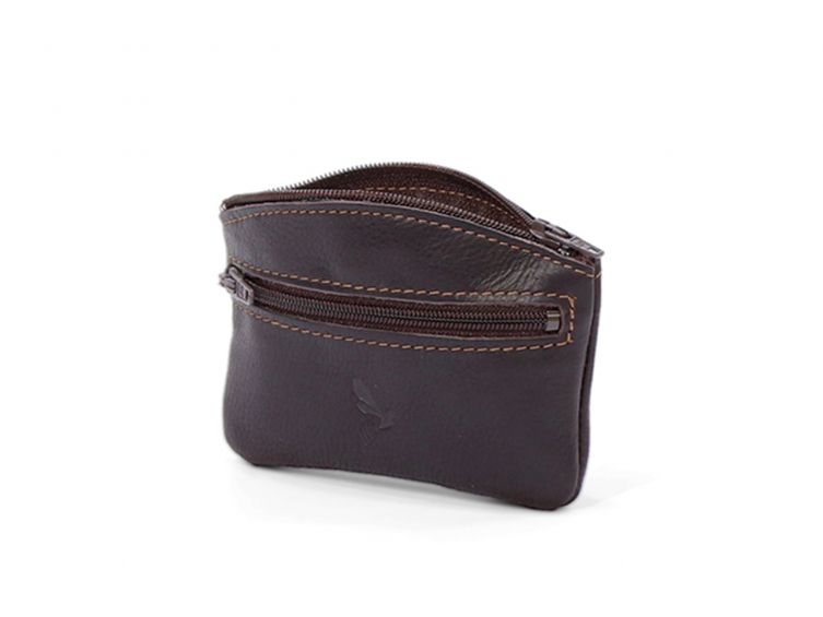 Porte-monnaie fermeture zippée cuir marron - 204