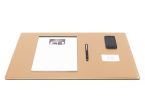 Sous-main cossu de bureau - moyen - en cuir beige - 60x34 cm