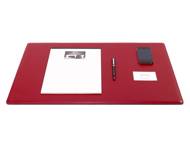 Sous-main cossu de bureau - moyen - en cuir rouge - 60x34 cm