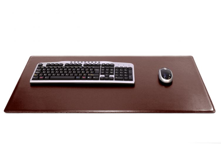 Grand sous-main cossu de bureau - en cuir marron - 80x40 cm