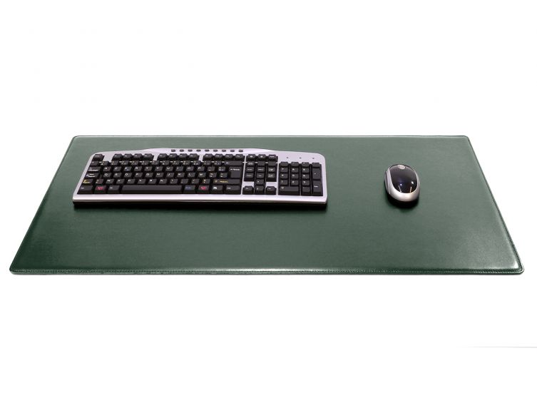 Grand sous-main cossu de bureau - en cuir vert - 80x40 cm