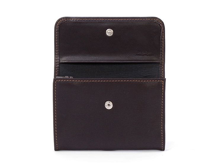 Porte-monnaie à rabat en cuir marron - 004