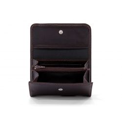 Porte-monnaie à rabat en cuir marron - 004