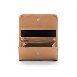 Porte-monnaie à rabat en cuir caramel - 004