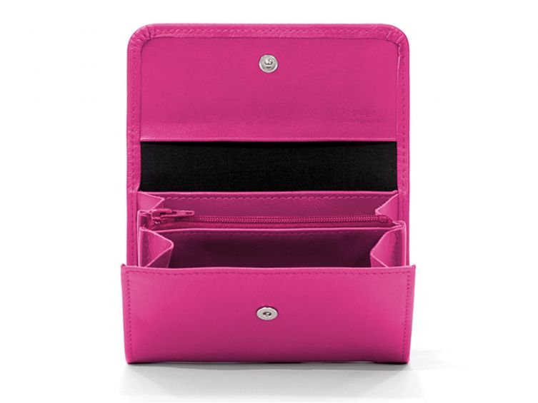 Porte-monnaie à rabat en cuir fuchsia - 004