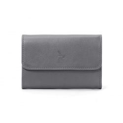Porte-monnaie à rabat en cuir gris - 004