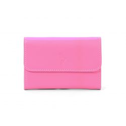 Porte-monnaie à rabat en cuir rose - 004