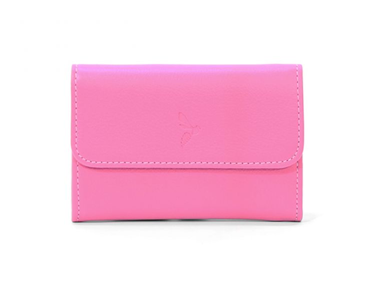 Porte-monnaie à rabat en cuir rose - 004