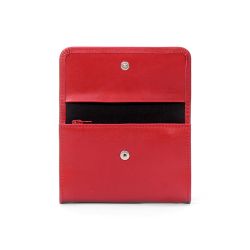 Porte-monnaie à rabat en cuir rouge - 004