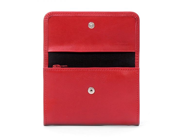 Porte-monnaie à rabat en cuir rouge - 004