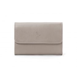 Porte-monnaie à rabat en cuir taupe - 004