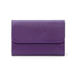 Porte-monnaie à rabat en cuir violet - 004