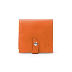 Porte-monnaie carré à rabat en cuir orange - 012