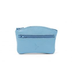 Porte-monnaie fermeture zippée en cuir azur - 204