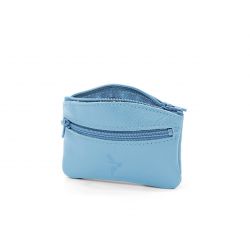 Porte-monnaie fermeture zippée en cuir azur - 204