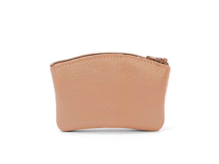 Porte-monnaie fermeture zippée en cuir caramel - 204