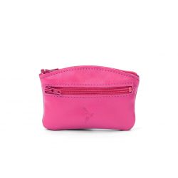 Porte-monnaie fermeture zippée en cuir fuchsia - 204