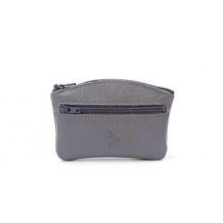 Porte-monnaie fermeture zippée en cuir gris - 204