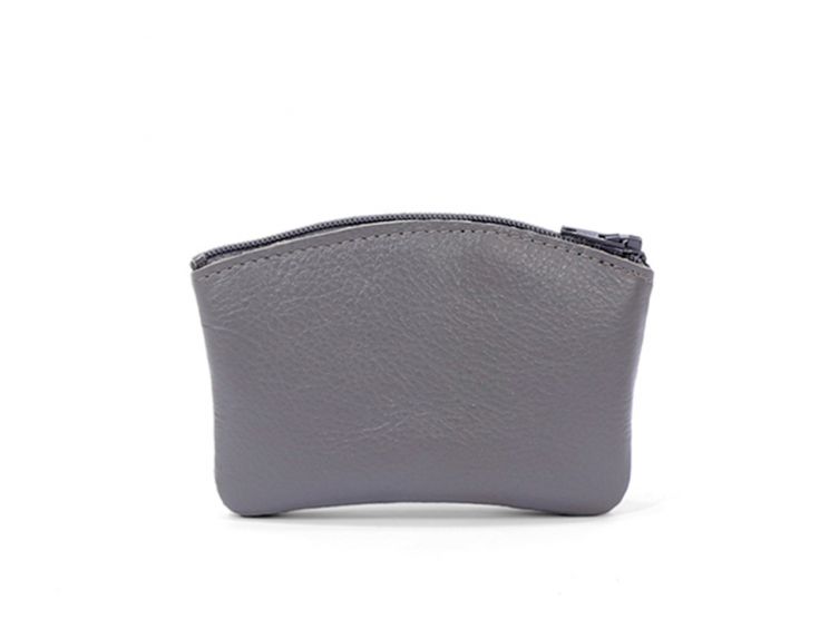 Porte-monnaie fermeture zippée en cuir gris - 204