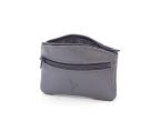Porte-monnaie fermeture zippée en cuir gris - 204