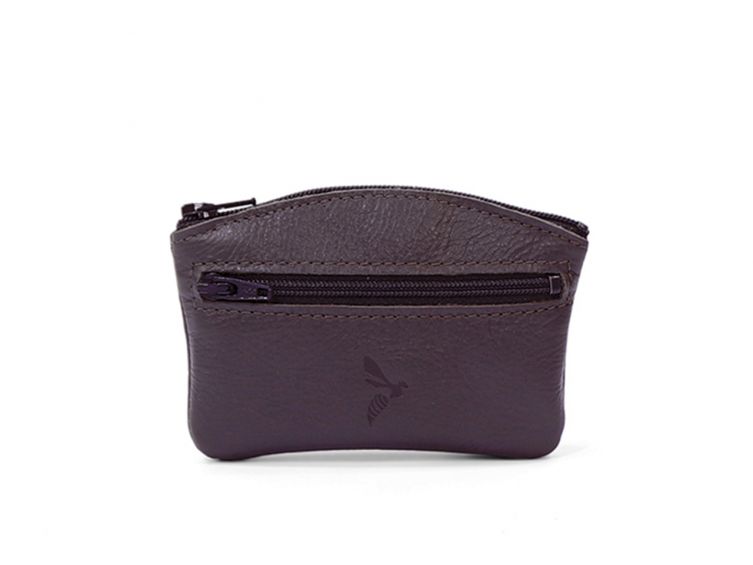 Porte-monnaie fermeture zippée en cuir marron - 204