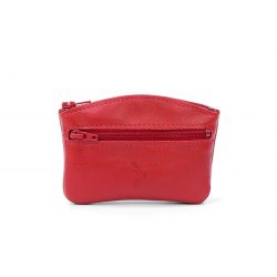 Porte-monnaie fermeture zippée en cuir rouge - 204