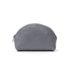 Porte-monnaie demi-lune en cuir gris - 897