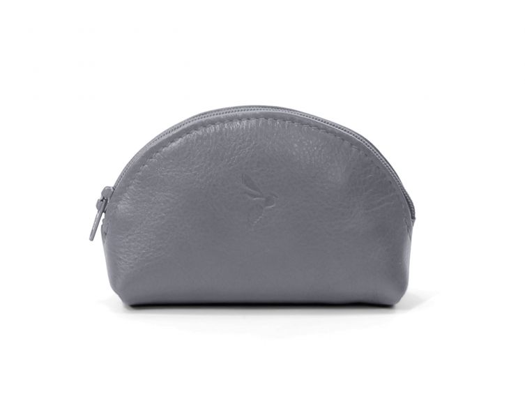 Porte-monnaie demi-lune en cuir gris - 897