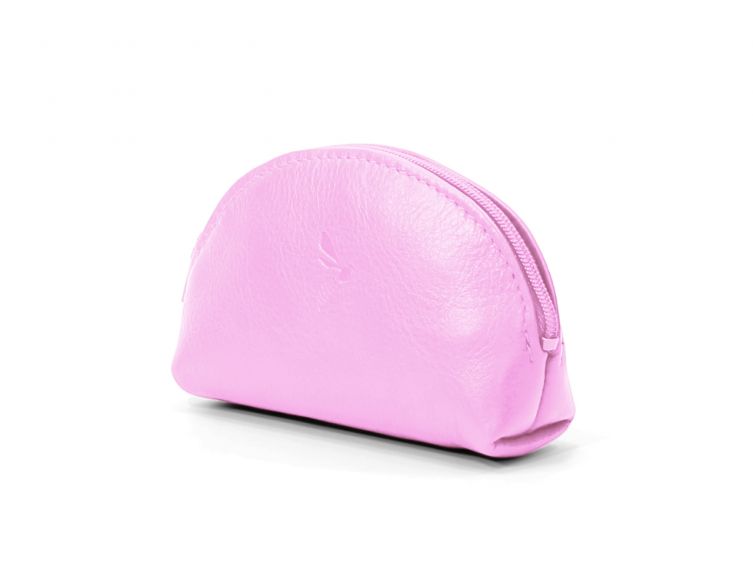 Porte-monnaie demi-lune en cuir rose - 897