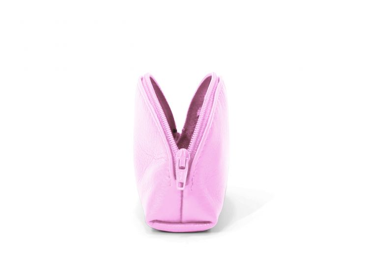Porte-monnaie demi-lune en cuir rose - 897