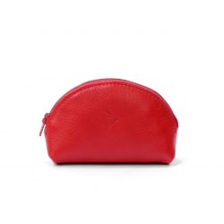Porte-monnaie demi-lune en cuir rouge - 897