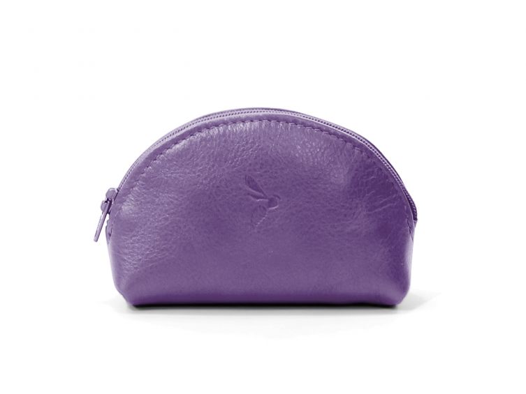Porte-monnaie demi-lune en cuir violet - 897