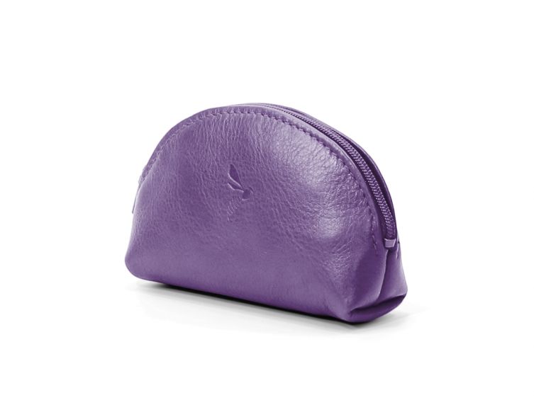 Porte-monnaie demi-lune en cuir violet - 897