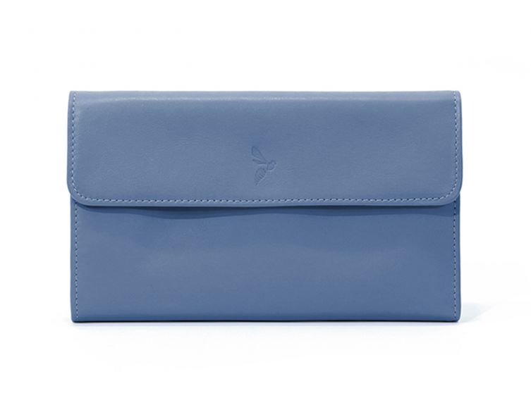 Compagnon en cuir bleu de prusse - 12 cartes de crédit - 290