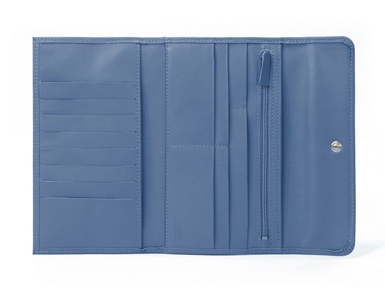 Compagnon en cuir bleu de prusse - 12 cartes de crédit - 290