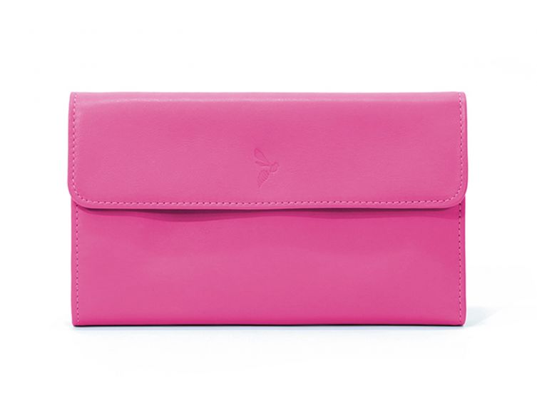 Compagnon en cuir fuchsia - 12 cartes de crédit - 290