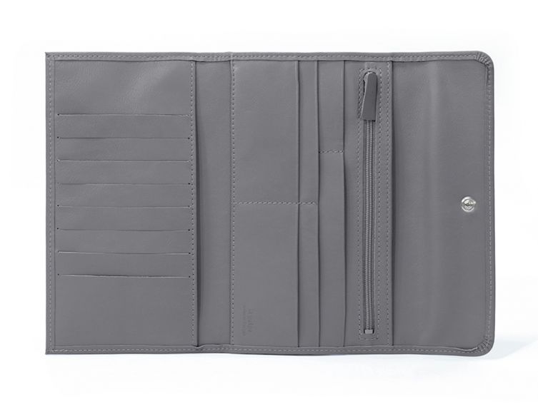 Compagnon en cuir gris - 12 cartes de crédit - 290