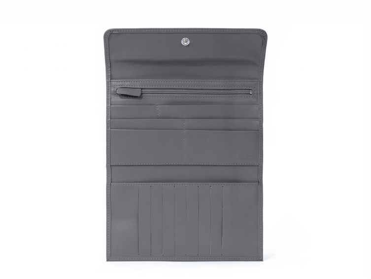 Compagnon en cuir gris - 12 cartes de crédit - 290