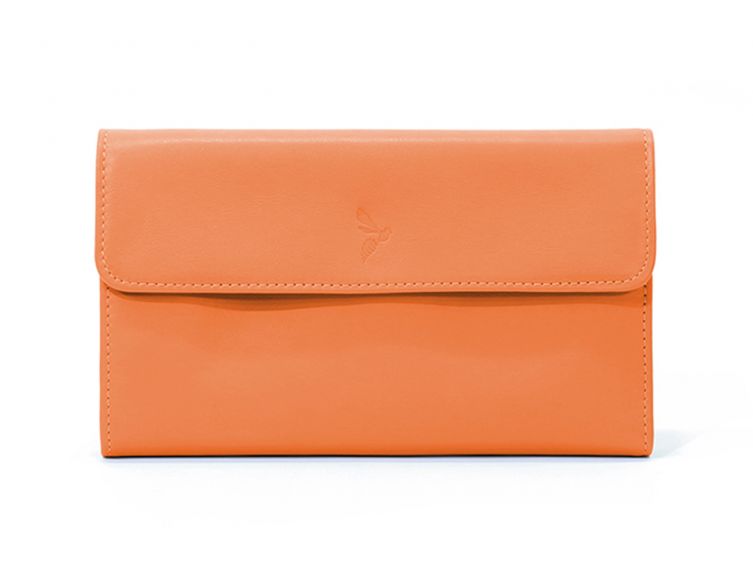 Compagnon en cuir orange - 12 cartes de crédit - 290