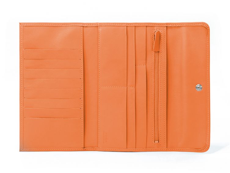 Compagnon en cuir orange - 12 cartes de crédit - 290