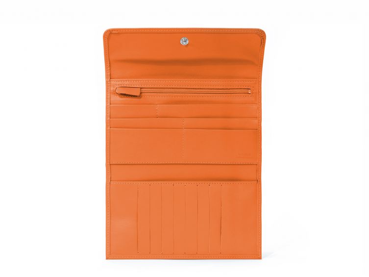Compagnon en cuir orange - 12 cartes de crédit - 290